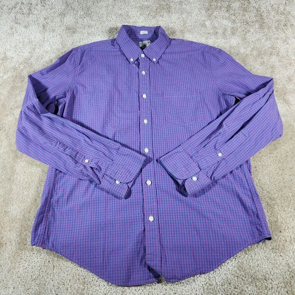 J. Crew Shirt Men's Sz L Pink Blue Long Sleeve Preppy Button-Up Slim Fit
